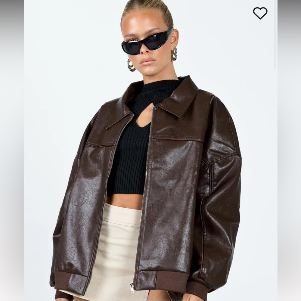 Princess Polly Goldsmith Faux Leather Bomber Jacket